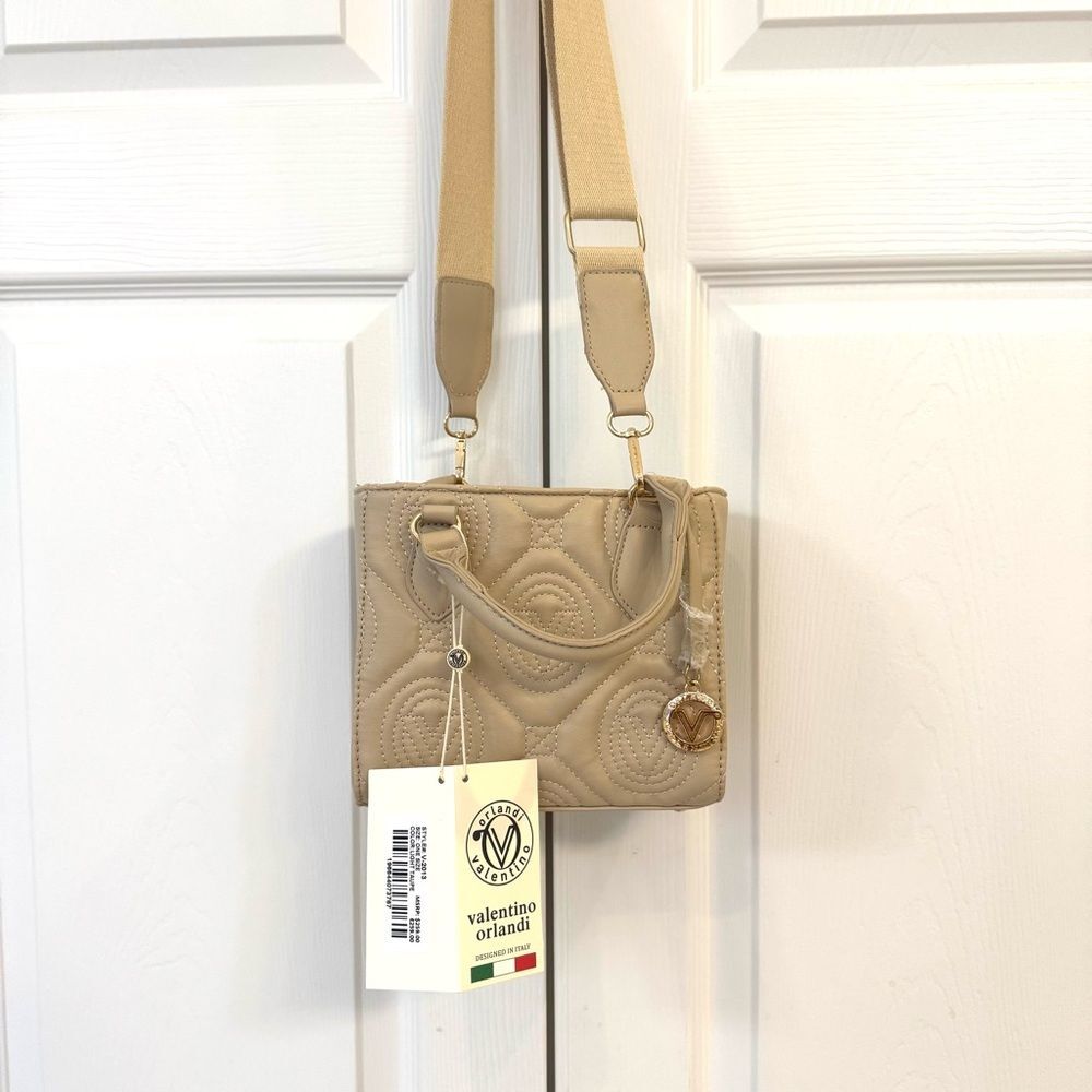 Valentino Orlandi Ivory White Quilted Monogram Handbag Crossbody